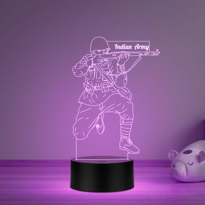 3D Illusion Indian Army Soldier Led Night Light lamp Multicolored light Gift For Soldier